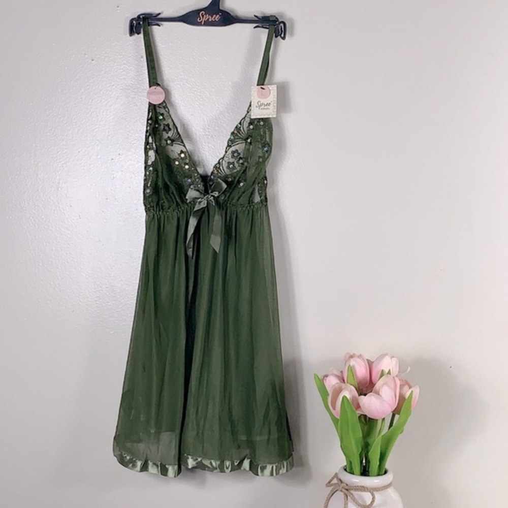 ❤️Spree Intimates Lingerie Set Olive Green L